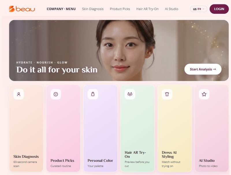BEAU 앱 태블릿 화면